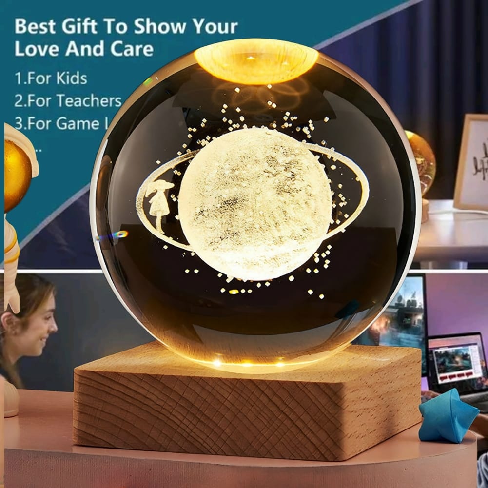 Yellow Charkee 0.5W 3D Crystal Ball Night Lamp bulb, designed for decorative and ambient lighting.