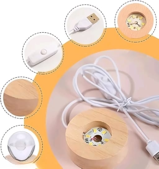 Yellow Charkee 0.5W 3D crystal ball night lamp bulb, LED bulb for decorative lighting, brand 8354.