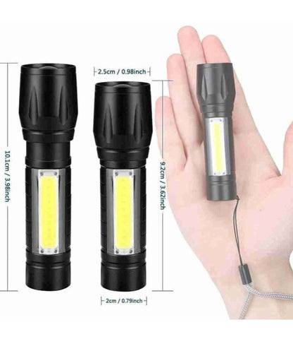 Black Charkee 10W rechargeable LED torch, waterproof pocket-sized emergency light for camping and hiking, by 8354.