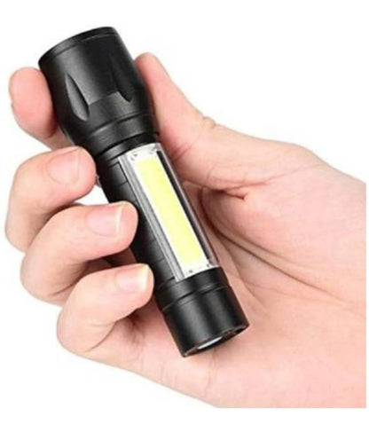 Black Charkee 10W rechargeable LED torch, waterproof pocket-sized emergency light for camping and hiking.