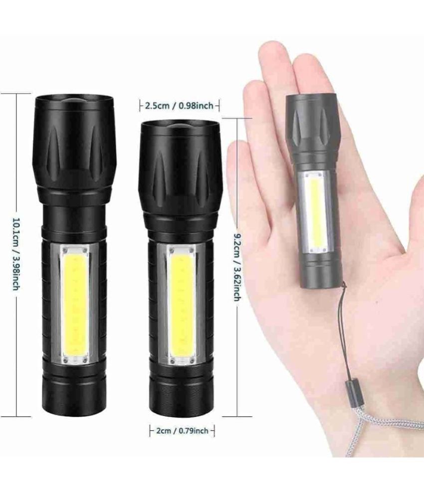 Black Charkee 10W rechargeable LED waterproof torch, compact pocket-sized emergency light for camping and hiking.