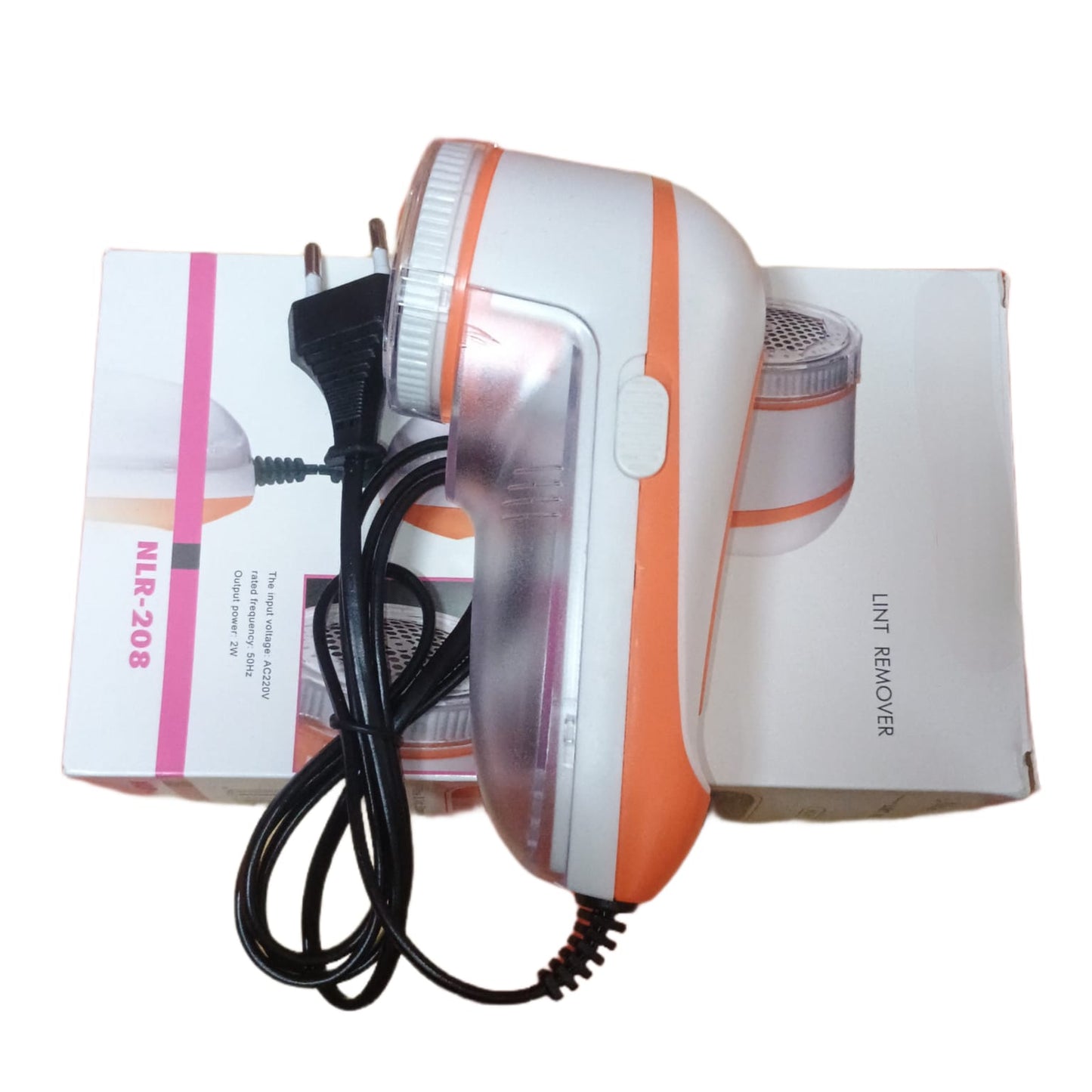 Orange Charkee lint remover for clothes, woolen fuzz shaver, compact lint shaver from 8354 brand, with a sleek design.