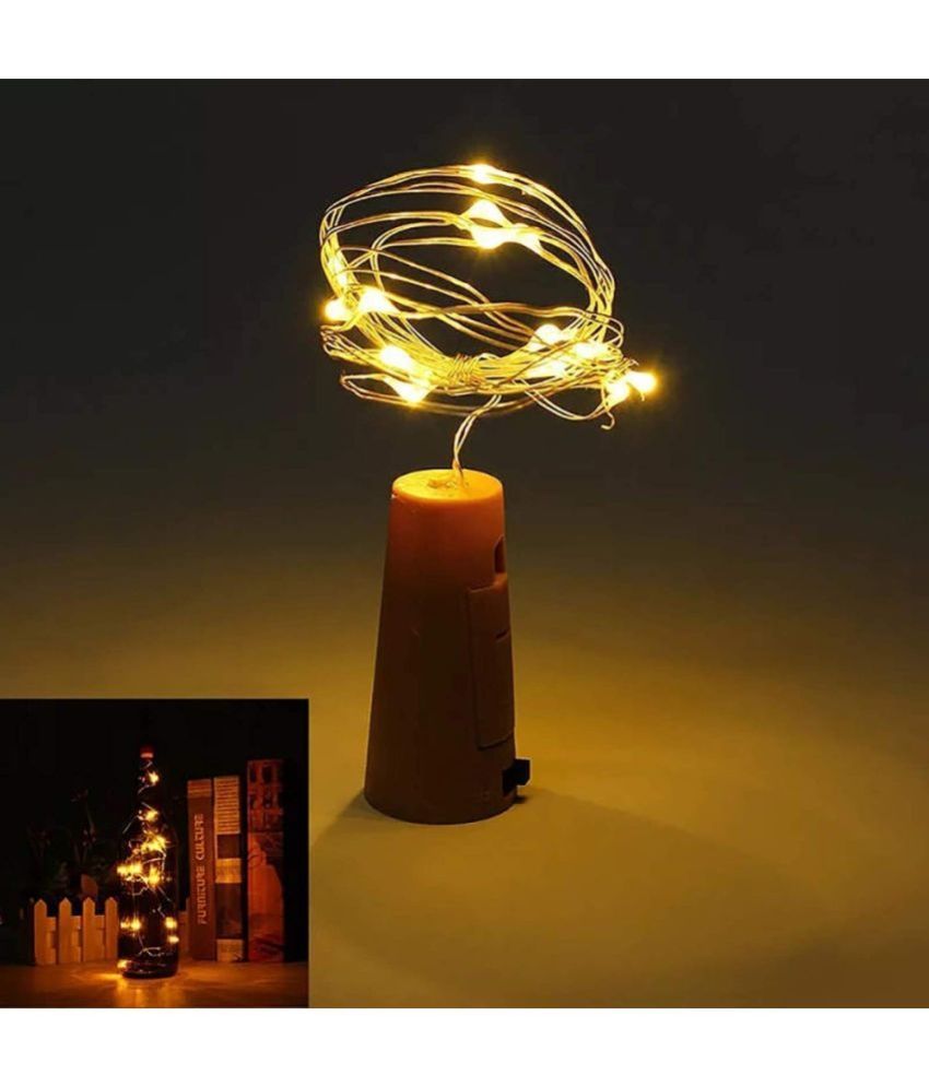 Charkee 20 LED wine bottle cork lights on copper wire string, 2m, battery operated, perfect as night lights or decorative accents.