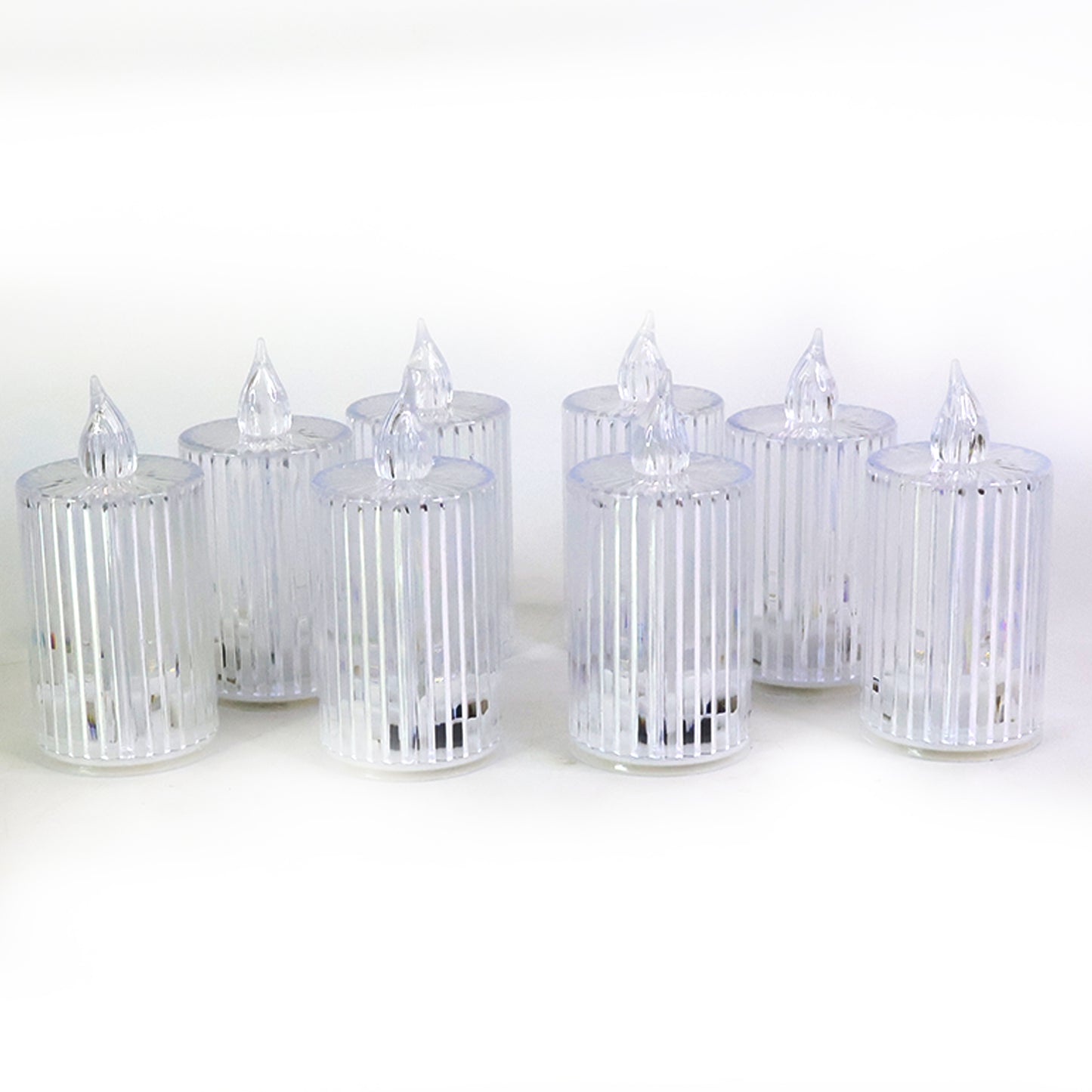 Set of 8 Wukusy premium crystal effect LED flameless candle lights for home decor, featuring realistic flickering flames and elegant design.