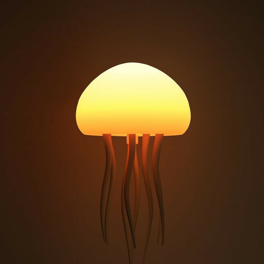 Warm Jellyfish Night Light lamp by Wukusy with soft ambient glow, perfect for home decor and creating a cozy atmosphere.