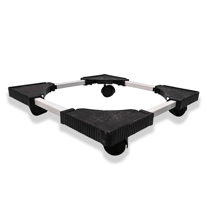 Wukusy adjustable heavy-duty fridge and washing machine stand base trolley, 50x50 cm, with sturdy metal frame and rubber feet.