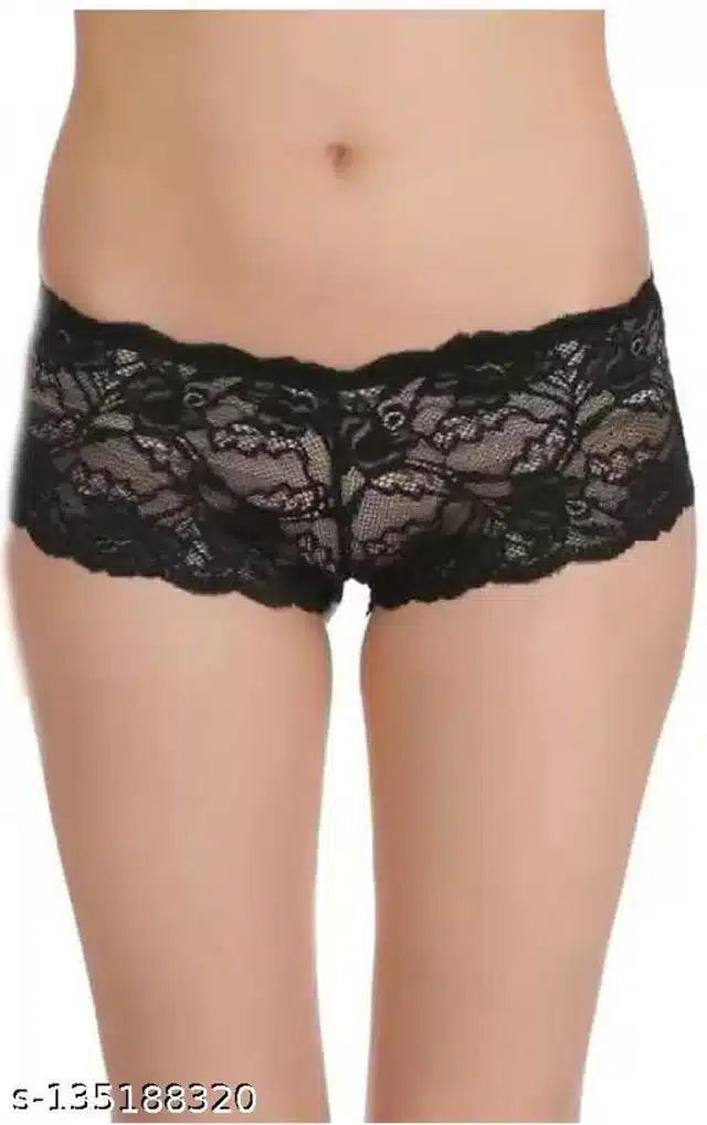 Black 8588 women's net briefs in 9XL size, close-up view showing lightweight, breathable fabric and comfortable fit.