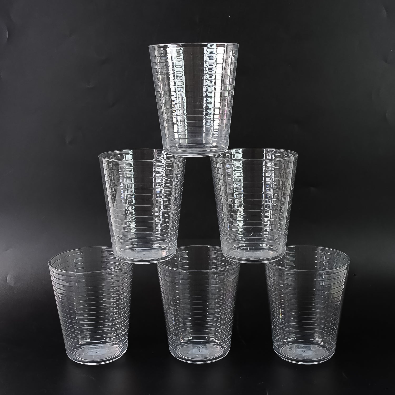 Wukusy Apex Pyramid Ringo plastic glass, 300ml, durable, crystal-clear tumbler for home and kitchen use.