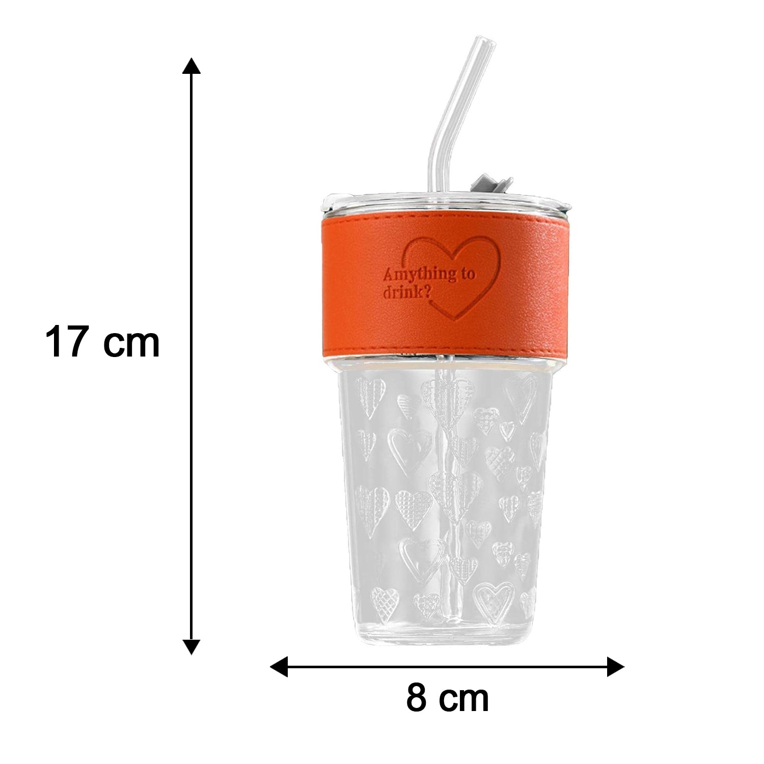 Clear glass drinking tumbler with lid from Wukusy, shown filled with water, highlighting its transparent design and sleek shape.