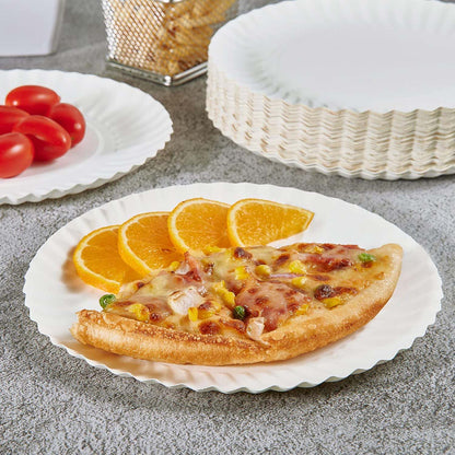 Wukusy Freshee 7-inch round compostable paper plate, set of 25, ideal for eco-friendly home and kitchen use