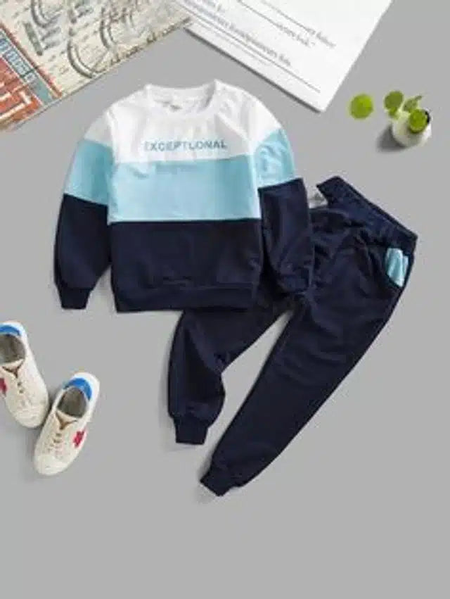 Blue boys' full sleeves tracksuit for 3-4 years, made by 8969, featuring comfortable fabric and sporty design.