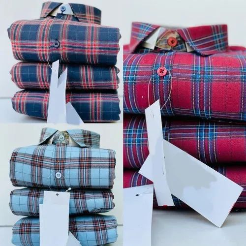 Men's cotton full-sleeve check shirt from 8969 in multicolor, featuring a classic plaid pattern and button-up front.
