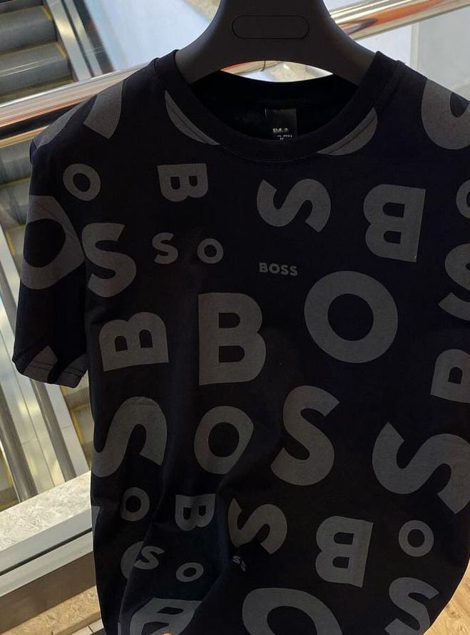 Men's Boss Trending T-Shirts in black and grey, size S, casual short-sleeve tees from 8969 with stylish design.