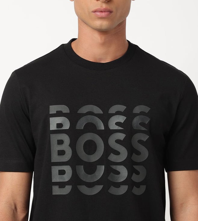 Black regular fit men's T-shirt by 8969, showcasing a simple crew neck design in size M.
