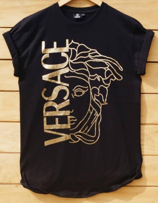 Black regular fit men's T-shirt by 8969, shown in size L, with short sleeves and crew neckline.
