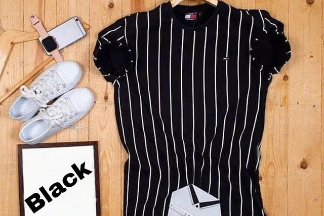Black men's T-shirt from brand 8969, front view showing a classic crew neck and short sleeves.