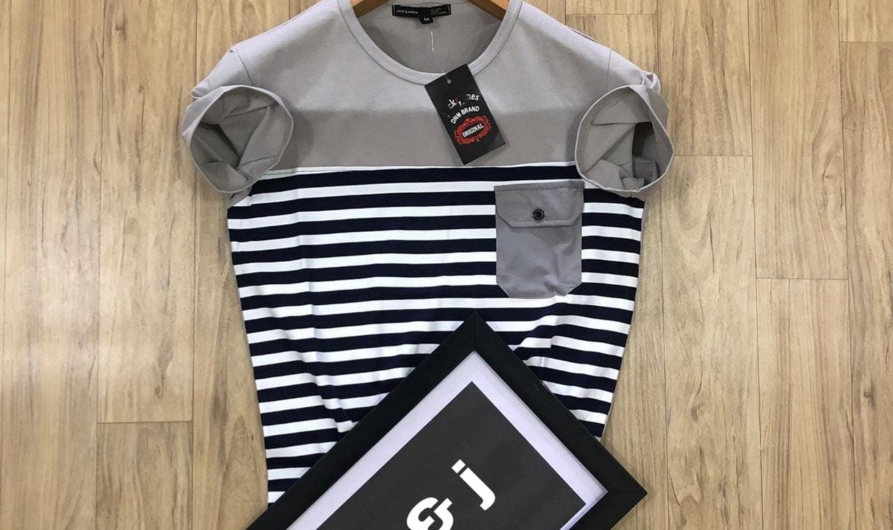 Men's printed trending T-shirt in grey and black, size S, by 8969, featuring stylish graphic design on soft cotton fabric.