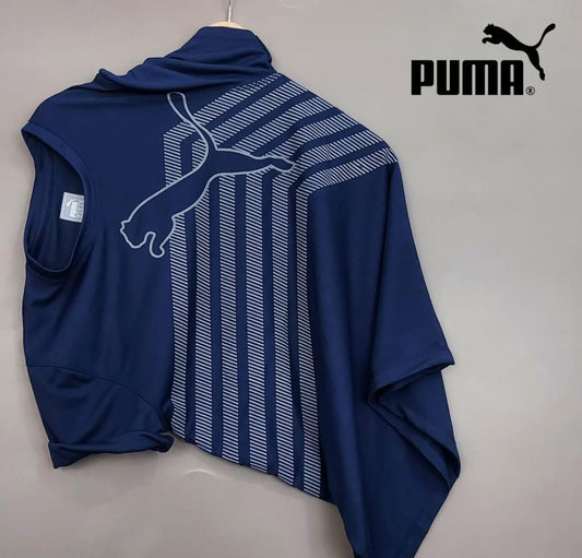 Blue regular fit men's T-shirt by 8969, soft cotton fabric, casual style, shown on a plain background.