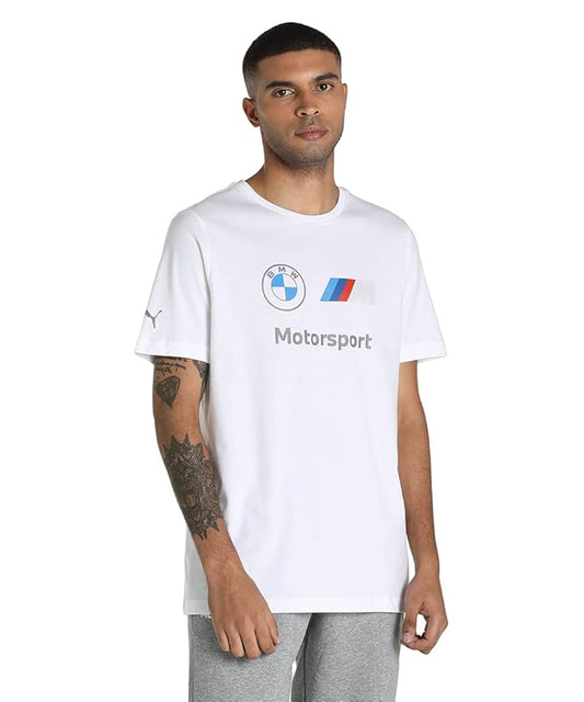 White Puma men's regular fit T-shirt, casual short-sleeve tee for men, size M, made from comfortable fabric.