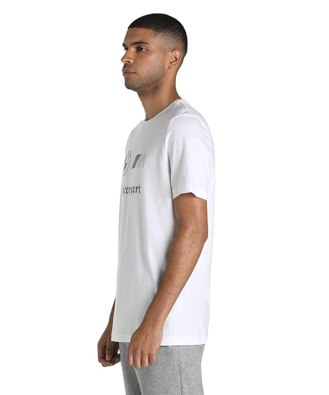 White Puma men's regular fit T-shirt, short sleeve casual tee for men, size M, lightweight and comfortable fabric.