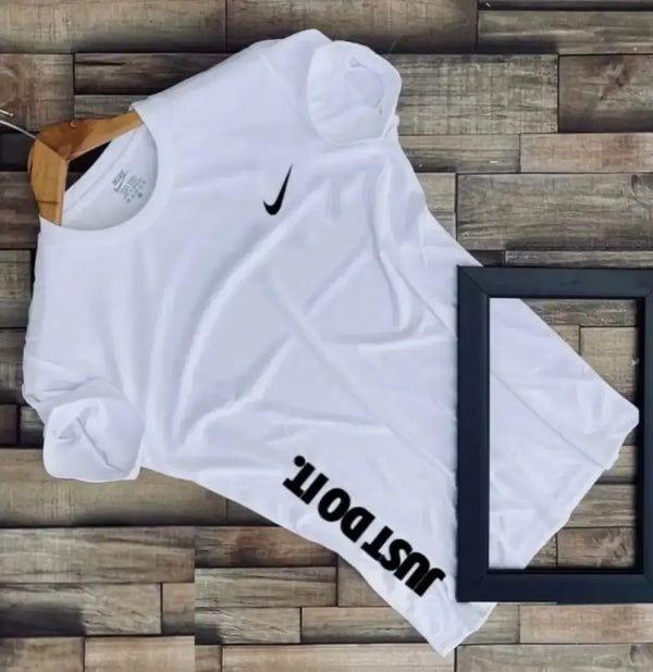 Mens white regular fit T-shirt by 8969, size large, soft cotton fabric, simple crew neck design, casual style.