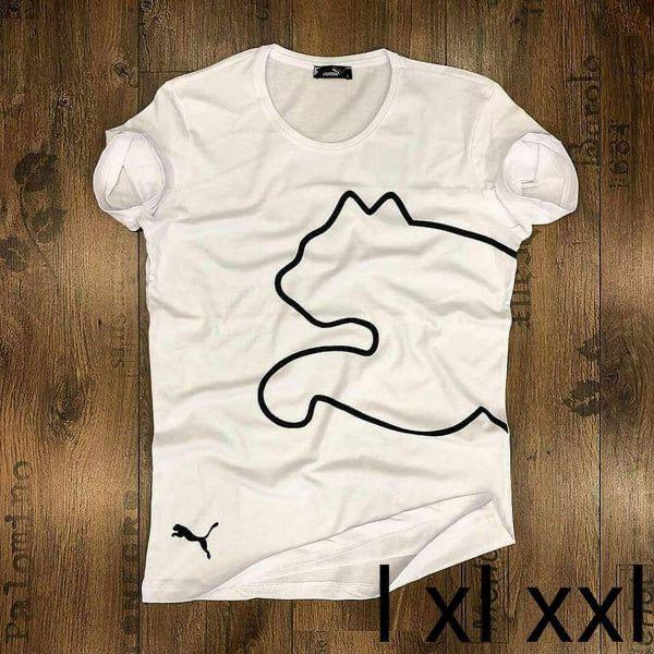 White men's regular fit T-shirt from 8969, made of soft cotton fabric, shown on a neutral background.