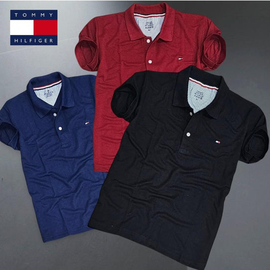 Set of three multicolor men's polo T-shirts by 8969, featuring classic style and comfortable fit.