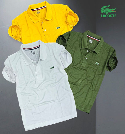 Set of three multicolor men's polo T-shirts by 8969, featuring the Matty Polo style, displayed in a pack.