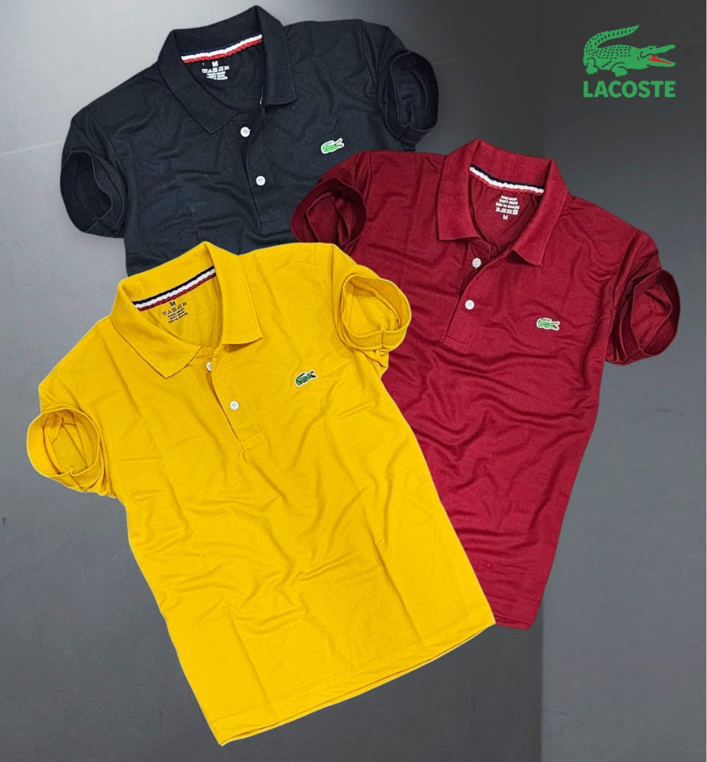 Set of three multicolor men's Polo T-shirts by 8969, featuring comfortable fit and classic style for casual wear.