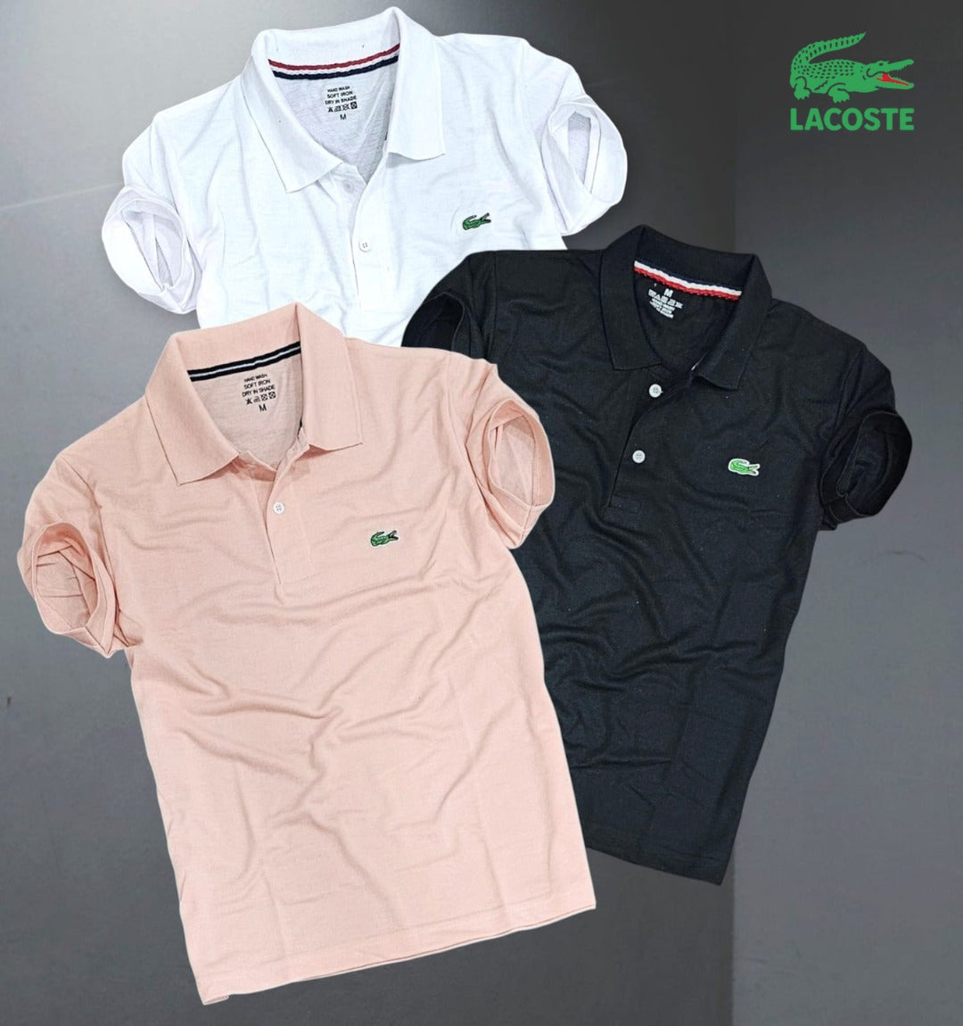 Set of three multicolor Matty Polo men's T-shirts in pack, featuring classic polo collar and short sleeves.