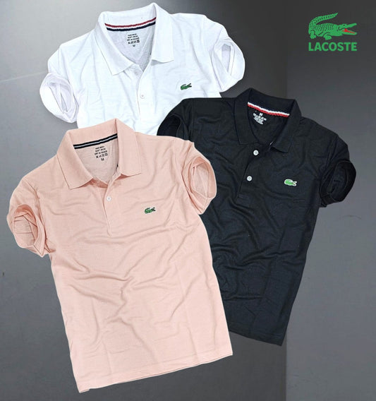 Set of three multicolor Matty Polo men's T-shirts in pack, featuring classic polo collar and short sleeves.