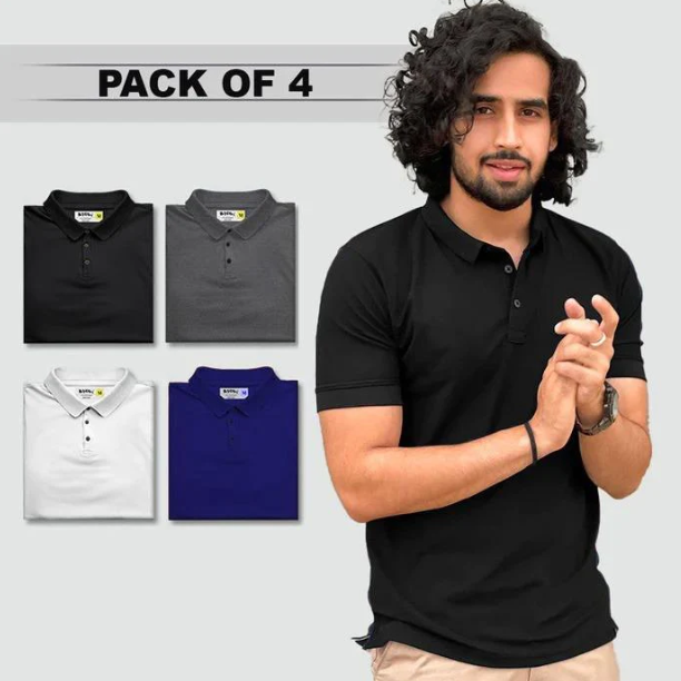 Multicolor men's polo T-shirt by 8969 in size S, casual men's T-shirt with a classic polo collar, shown in the image.
