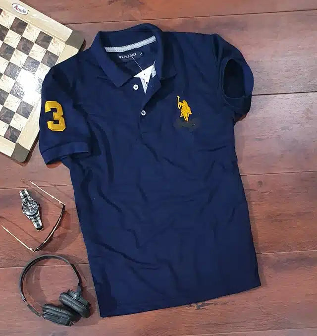 Navy blue men's casual T-shirt with half sleeves, size large, by 8969, shown flat on a white background.