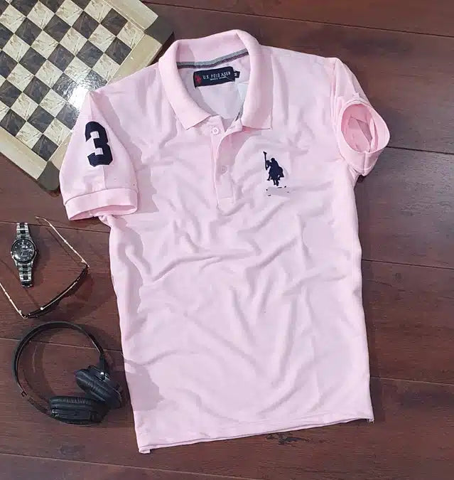 Pink men's casual T-shirt with half sleeves from 8969, displayed flat, showcasing its soft fabric and comfortable fit.