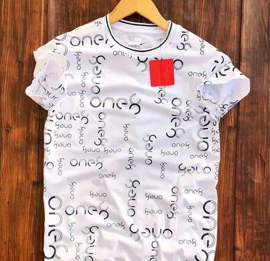 White men's T-shirt from the 8969 brand, casual fit with short sleeves and round neckline, displayed on a plain background.