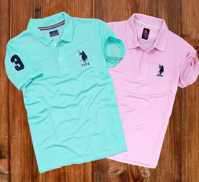 Men's Polo Neck T-Shirt pack with sky blue and pink colors, XL size, by 8969, featuring a classic polo collar and comfortable fit.