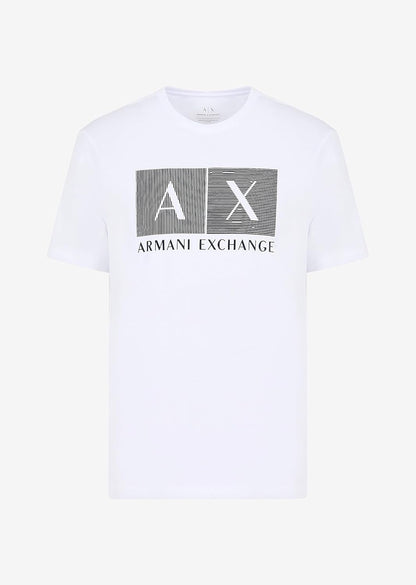 White Armani Exchange men's regular fit T-shirt, size M, made of soft cotton with a classic crew neckline.