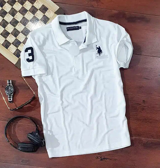 White men's casual T-shirt with half sleeves, size L, by 8969, made from comfortable fabric for everyday wear.