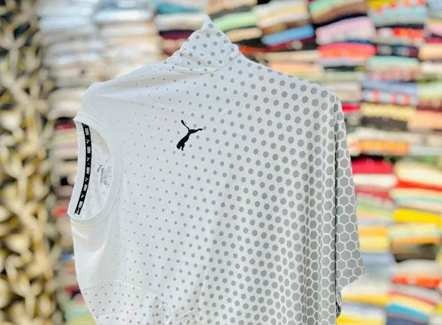 White men's T-shirt by 8969 featuring a classic crew neck and short sleeves, displayed flat on a neutral background.