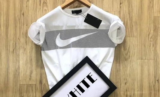 White men's T-shirt from the 8969 brand, featuring a classic fit and crew neckline, displayed flat on a neutral background.