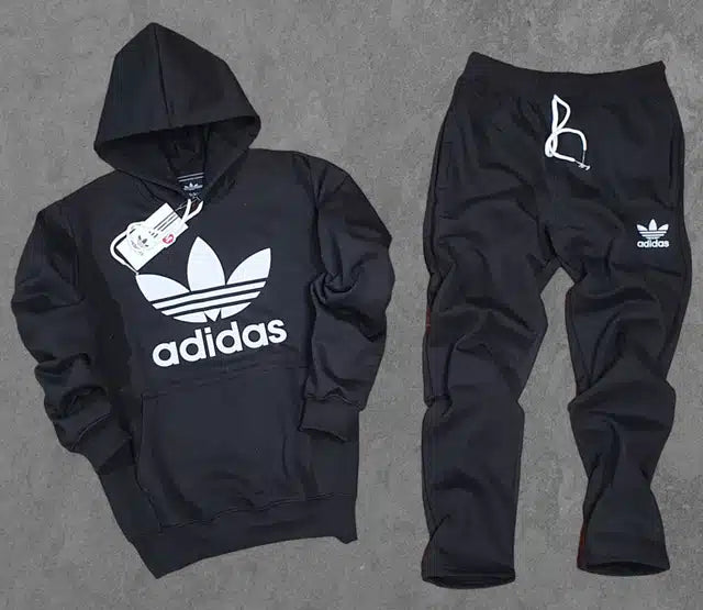 Men's black fleece hooded tracksuit by 8969, featuring a comfortable fit and casual style for everyday wear.