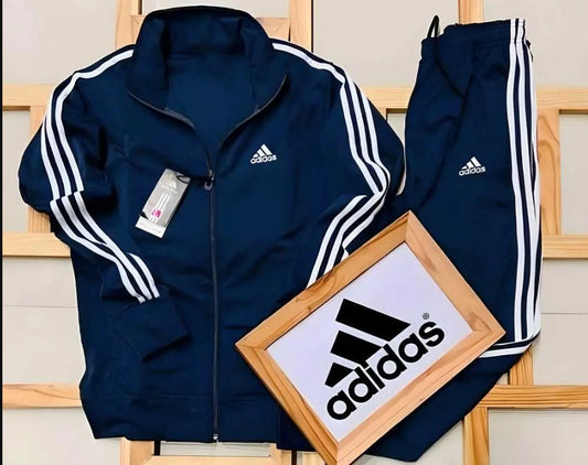 Men's navy blue full sleeves tracksuit by 8969, featuring a comfortable fit and casual style for active wear.