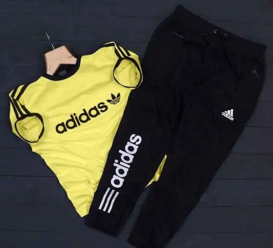 Men's Poly Blend Tracksuit by 8969 in yellow and black, featuring a comfortable fit and sporty design.