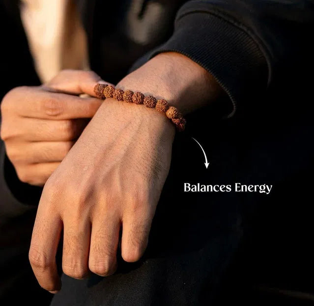 7 Mukhi Rudraksha bracelet from 8995 Pooja Articles, featuring natural beads on a string for spiritual and meditation use.