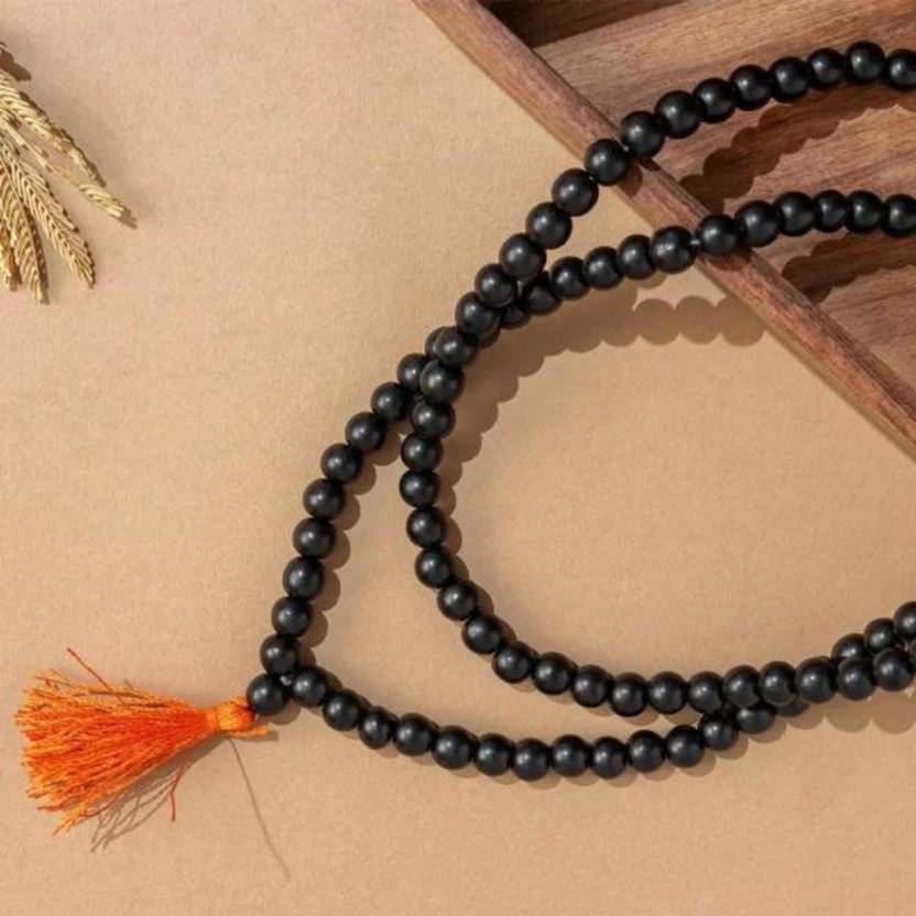 Original Karungali Malai religious mala with 108 ebony wood beads, 8mm Jaap mala wood necklace for spiritual prayer.