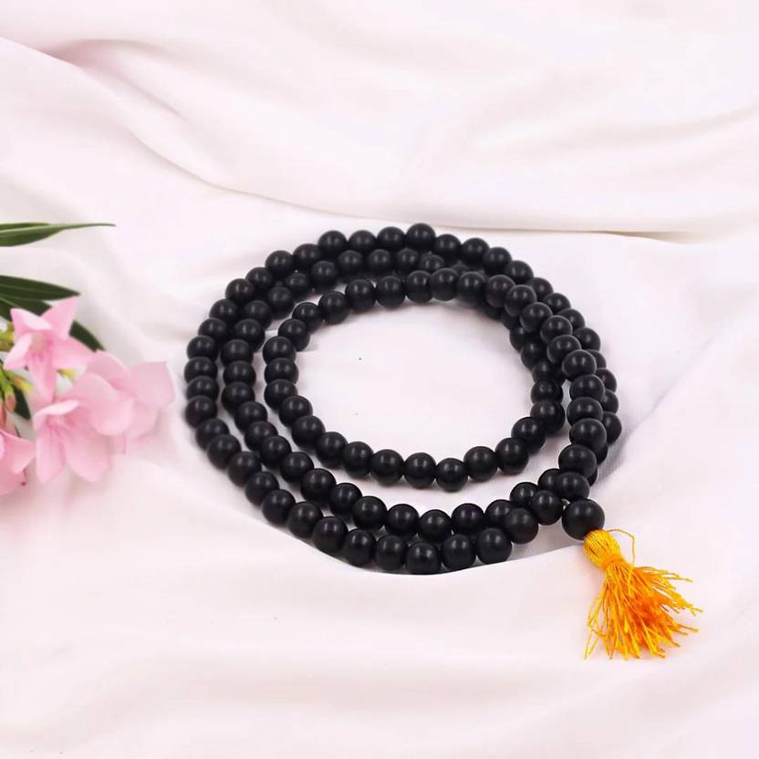 Original Karungali Malai religious mala with 108 ebony wood beads, 8mm Jaap mala necklace for spiritual prayer.