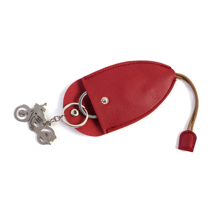 Wukusy stylish compact keyholder pouch with multiple key rings and zipper closure, black leather material, small and portable.