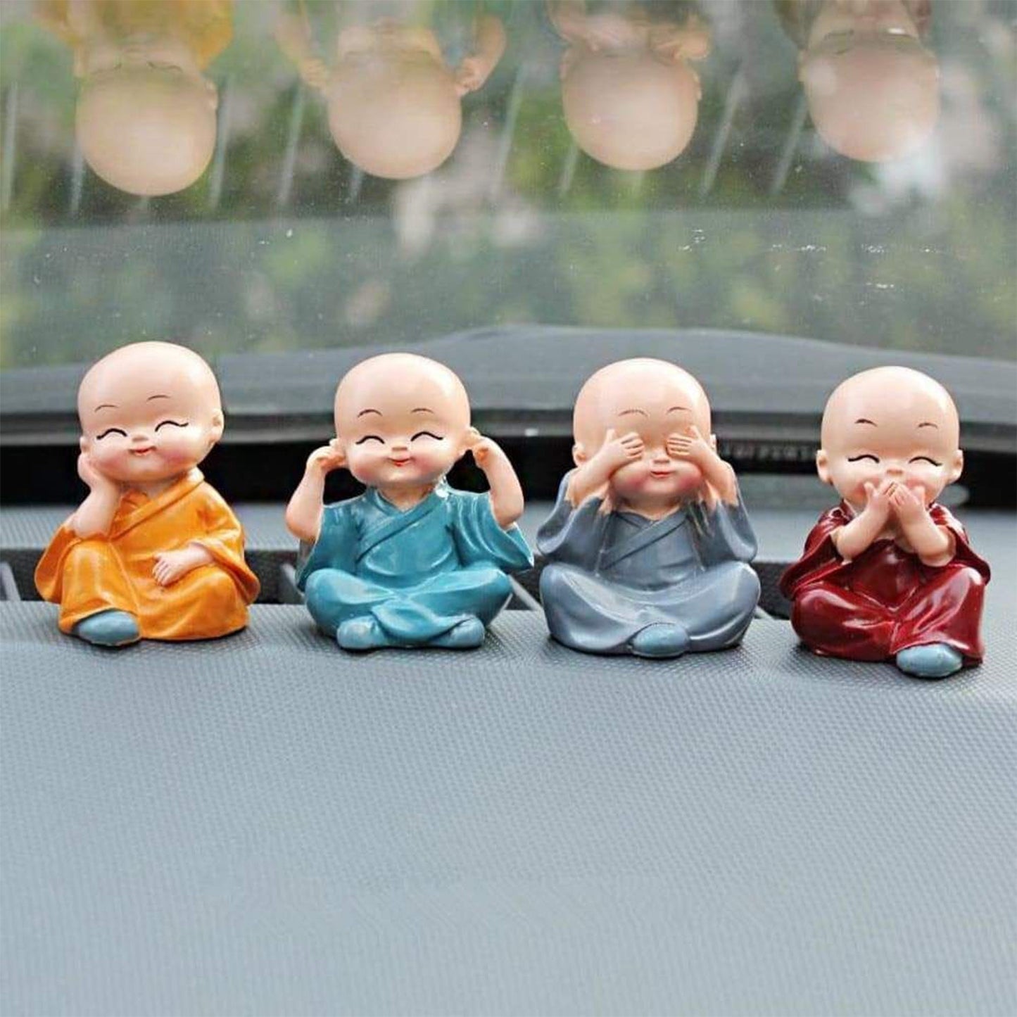 Wukusy Baby Buddha 4-piece toy set with show piece, ideal for house, office, and official decoration displays.
