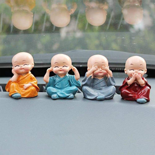 Wukusy Baby Buddha 4-piece toy set with show piece, ideal for house, office, and official decoration displays.