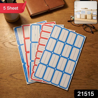 Wukusy multipurpose writable label stickers on 5 sheets, featuring colorful, adhesive labels for organizing and labeling items.